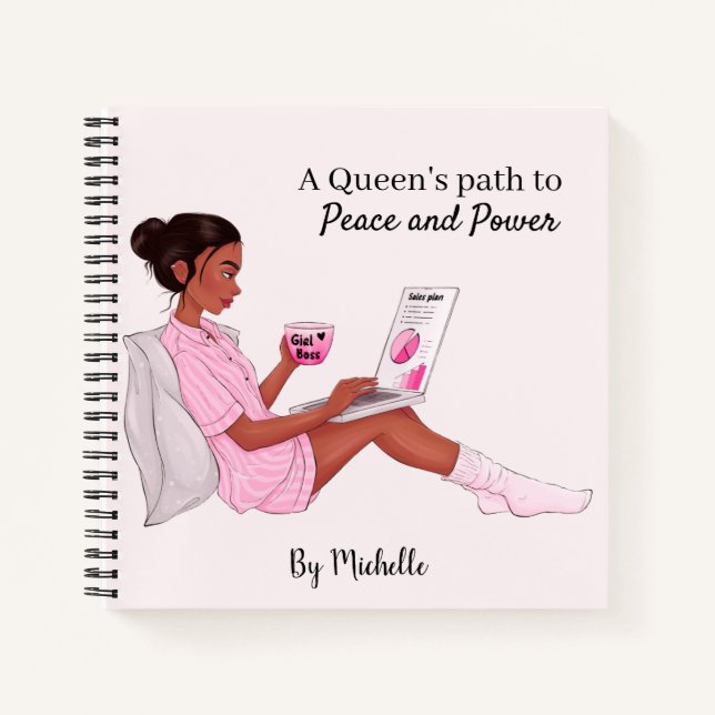 Personalised Black Girl Notebook, Custom Journal (Front)