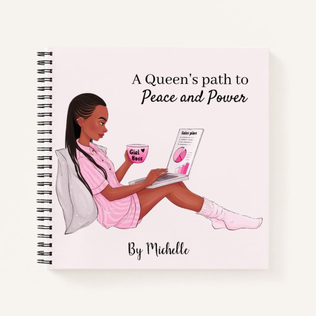 Personalised Black Girl Notebook, Custom Journal (Front)