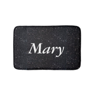 Personalised Black Glitter Bath Mat