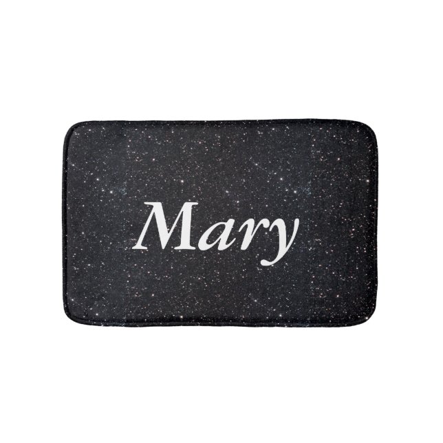 Personalised Black Glitter Bath Mat (Front)