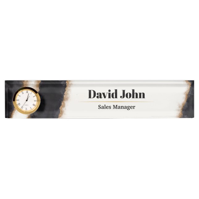 Personalised black & gold agate nameplate (Front)