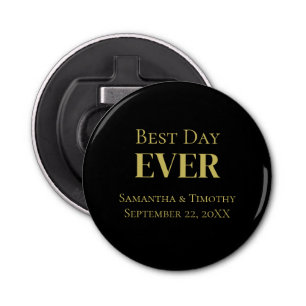 Personalised Black Gold Best Day Ever Wedding Bottle Opener