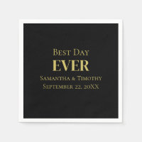 Personalised Black Gold Best Day Ever Wedding