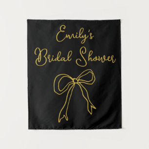 Personalised Black Gold Bridal Shower Photo Booth Tapestry