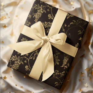 Personalised Black & Gold Christmas Gift Wrapping Paper Sheet