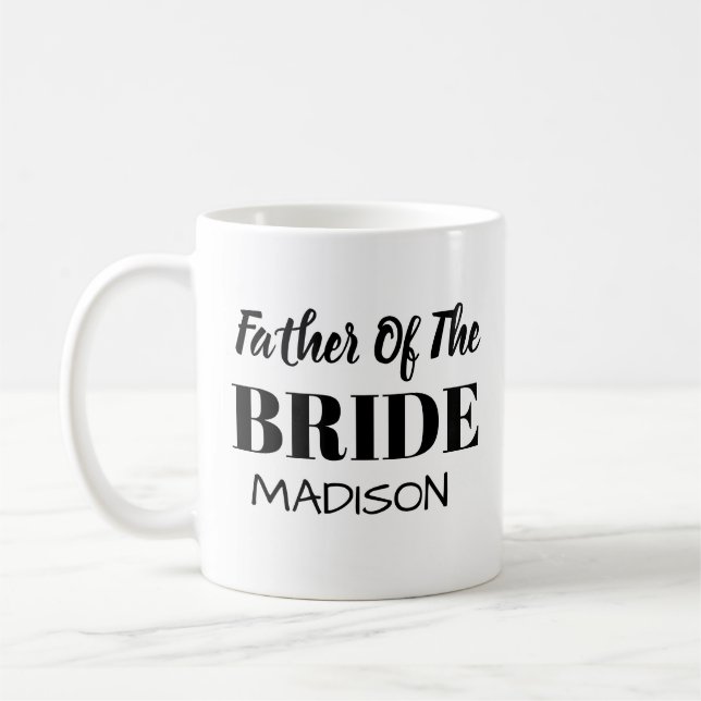 Personalised black gold father of the Bride coffee Coffee Mug (Left)