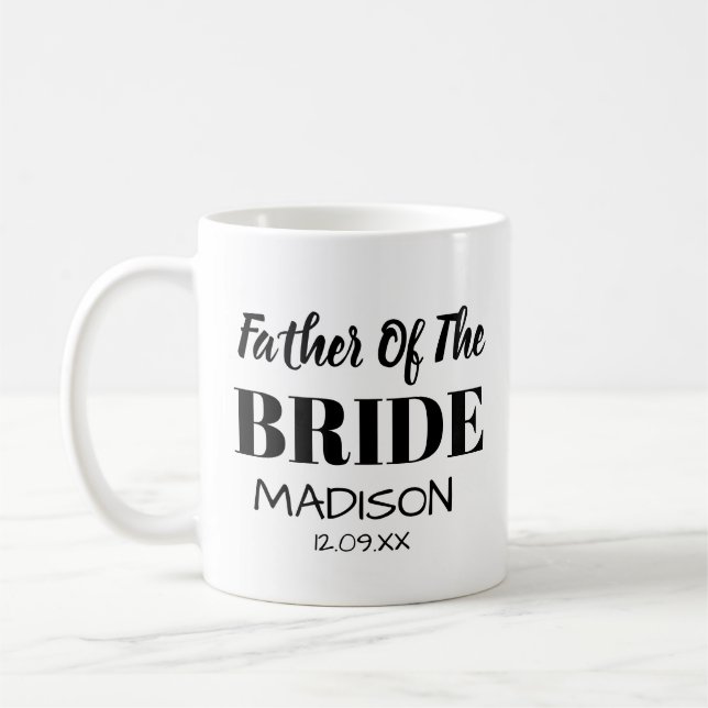 Personalised black gold father of the Bride coffee Coffee Mug (Left)