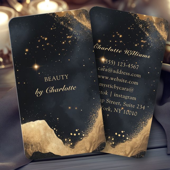 Personalised Black & Gold Galaxy  Business Card (Personalized Black & Gold Galaxy Business Card.Perfect for Tarot reader, Energy Healer, Light Worker)