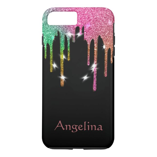 Personalised Black Gold Glitter Confetti Dripping Case-Mate iPhone Case (Back)
