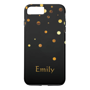 Personalised Black Gold Glitter Faux Confetti iPhone 8 Plus/7 Plus Case