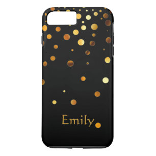 Personalised Black Gold Glitter Faux Confetti iPhone 8 Plus/7 Plus Case