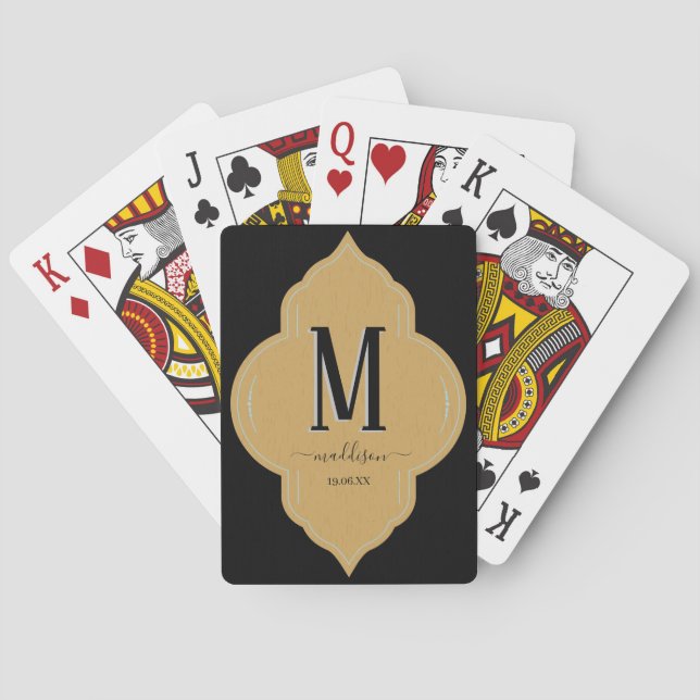 Personalised black gold & grey  playing cards (Back)