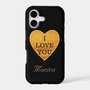 Personalised Black & Gold Heart I Love You