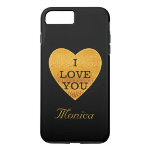 Personalised Black & Gold Heart I Love You iPhone 8 Plus/7 Plus Case