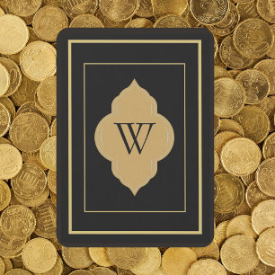 Personalised black gold initial playing cards