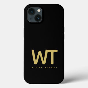 Personalised Black Gold Initials Logo iPhone 13 Case