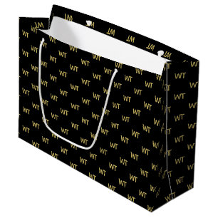 Personalised Black Gold Initials Logo Large Gift Bag