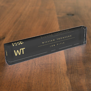 Personalised Black Gold Initials Logo Nameplate