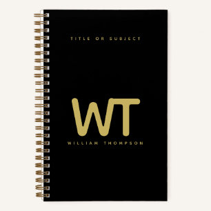 Personalised Black Gold Initials Logo  Notebook