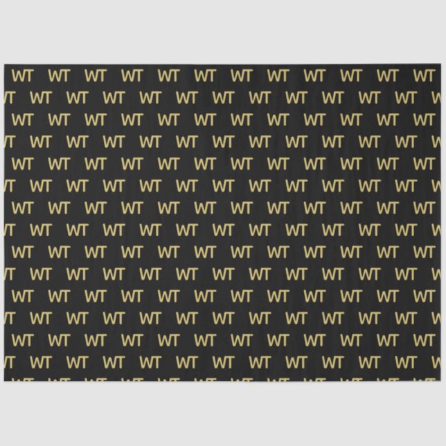 Personalised Black Gold Initials Logo Tissue Paper (Front)