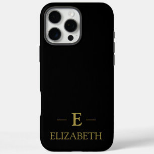Personalised Black & Gold iPhone 16 Pro Max Case