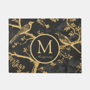 Personalised Black Gold Monogram Doormat