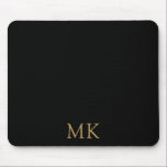 Personalised Black Gold Monogram Initials Mouse Pad<br><div class="desc">Sweet Personalised Black Gold Monogram Initials Mouse Pad. Beautiful design featuring rich antique honey gold coloured double initial monogram text on black. Personalise with your own text. Cute accessory, great for use at your school, home, or office. We invite you to visit our store, Simon & Grace for matching products...</div>