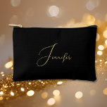Personalised Black Gold Monogram Makeup Cosmetic Accessory Pouch<br><div class="desc">Create your own custom, personalised, beautiful modern elegant faux gold script / typography monogram monogrammed, durable Spun Polyester, mens womens black zippered cosmetic makeup toiletry bag golf beach accessory pouch. Simply type in your name / initials / monogram, to customise. Make a great gift for birthday, fathers day, mothers day,...</div>