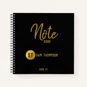 Personalised Black & Gold Monogram Notebook