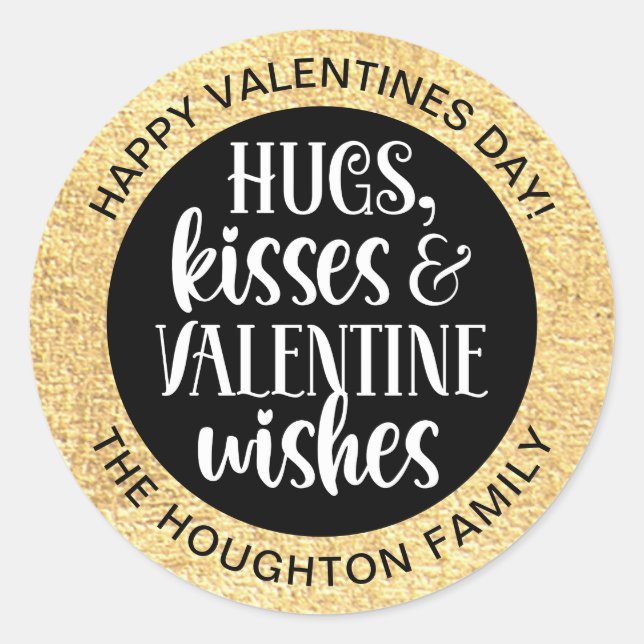 Personalised Black Gold Valentine Sticker (Front)