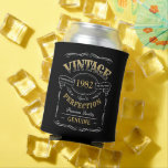 Personalised Black Gold Vintage Aged To Perfection Can Cooler<br><div class="desc">Inspired by classic whiskey label,  black and gold fun vintage aged to perfection adult birthday gift idea for men,  great for any age birthday celebration,  or other occasions. Custom it with your own text.</div>