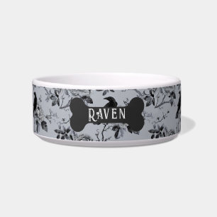 Personalised Black Gothic Raven Floral Bowl