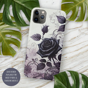 Personalised Black Gothic Rose Floral Victorian iPhone 16 Pro Max Case