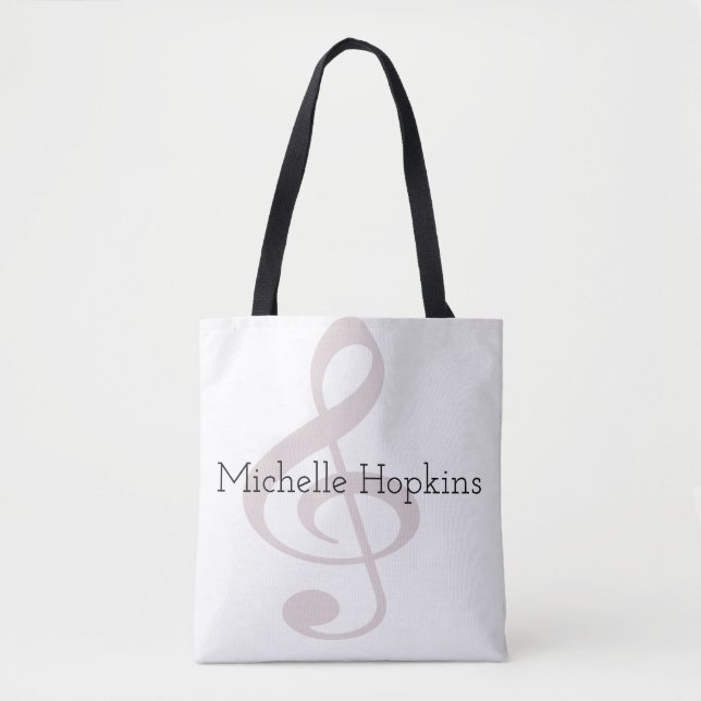 personalised black graphic musical note tote bag (Front)