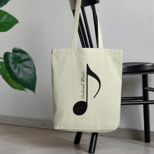 Personalised Black Graphic Musical Note Tote Bag