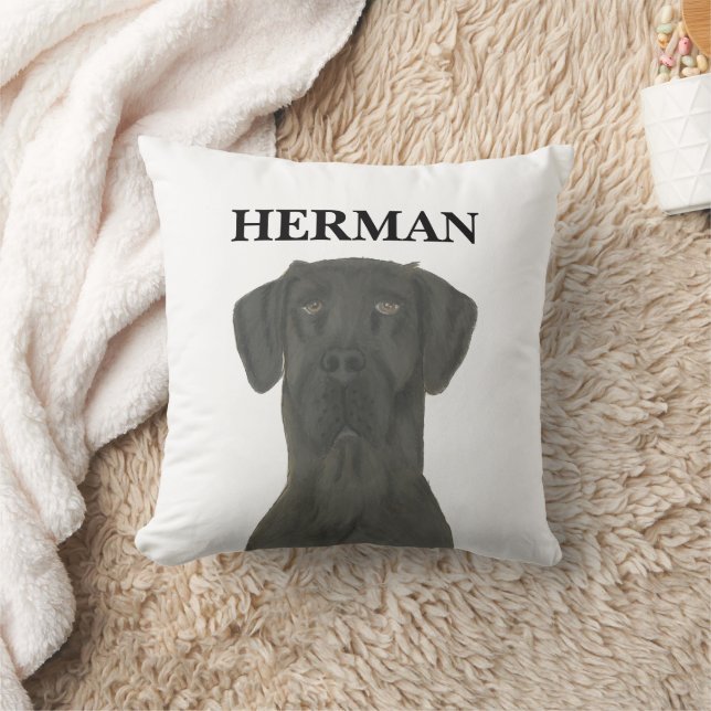 Personalised Black Great Dane Cushion (Blanket)
