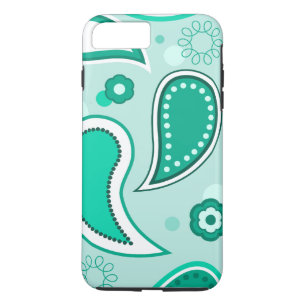 Personalised Black Green & White Paisley iPhone 8 Plus/7 Plus Case