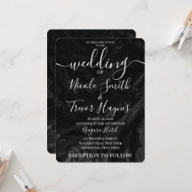 Personalised Black Grey Marble Minimalist Wedding