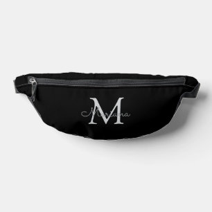 personalised black grey minimalist monogram bum bags