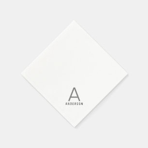 Personalised Black Grey Modern Initial Napkin