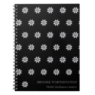 Personalised Black Grey Pattern Busines Notebook
