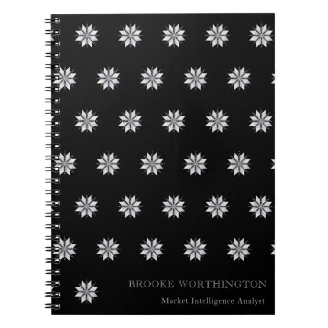Personalised Black Grey Pattern Busines Notebook (Front)