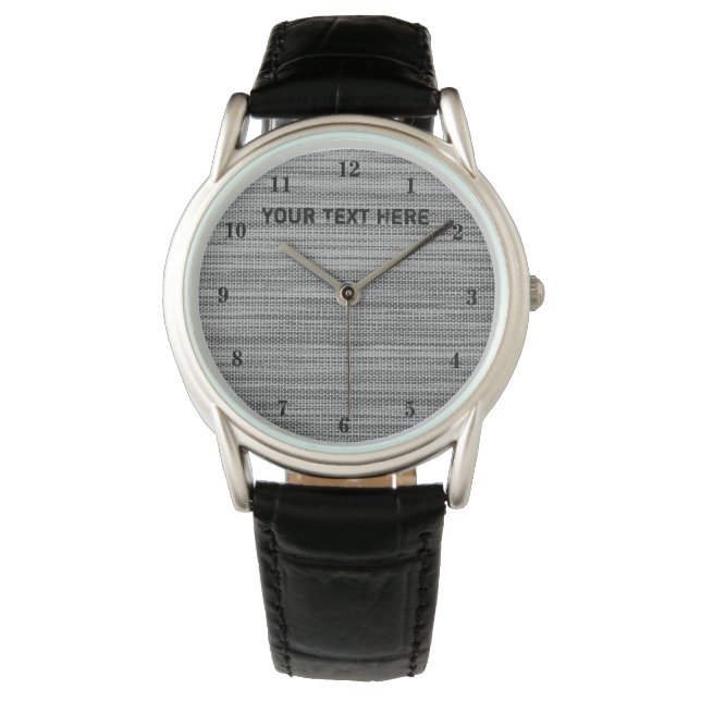 Personalised Black Grey Watch with Custom Text (Front)