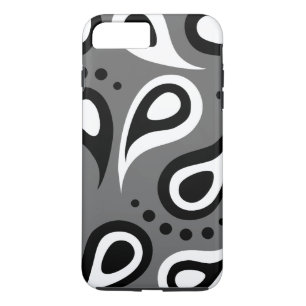 Personalised Black Grey & White Paisley iPhone 8 Plus/7 Plus Case