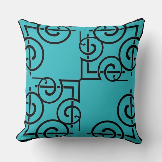 Personalised Black Grill Pattern Teal  Cushion (Front)