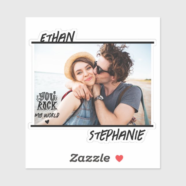 Personalised Black Grunge You Rock My World Photo (Sheet)