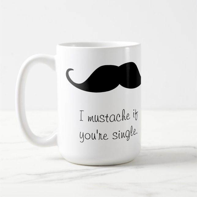 Personalised Black Handlebar Moustache Stache Mug (Left)