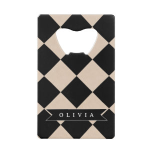 Personalised Black Harlequin Chequered Diamond