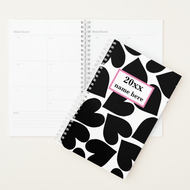 Personalised Black Hearts Planner (Display)