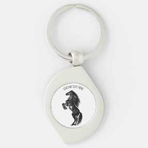 Personalised Black Horse Keychain with Custom Text